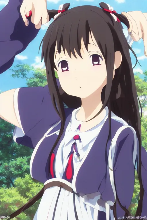 Prompt: high detail portrait of japanese anime high school girl, by kyoto animation, by Makoto Shinkai