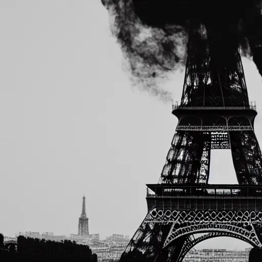 Prompt: smoke in eiffel tower