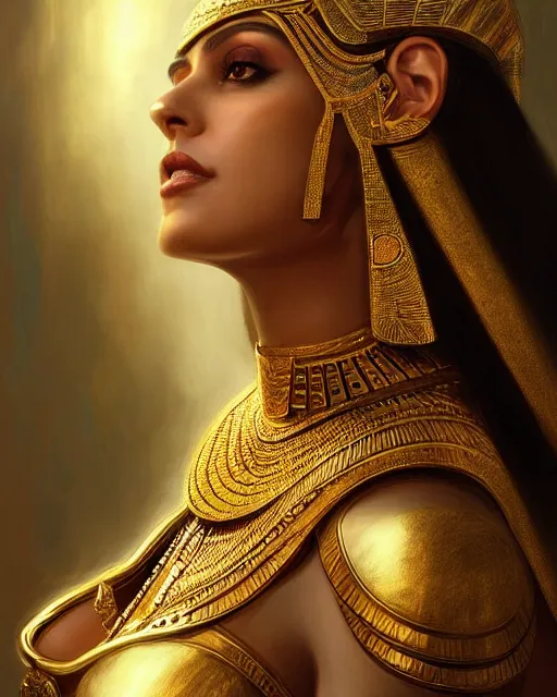 Prompt: Jessica Kahawaty as a beautiful egyptian princess, gorgeous, portrait, powerful, intricate, beautiful, masterpiece, elegant, volumetric lighting, back lighting, rimlight, dramatic lighting, digital painting, highly detailed, artstation, sharp focus, illustration, Artgerm, Jean-Léon Gérôme , ruan jia