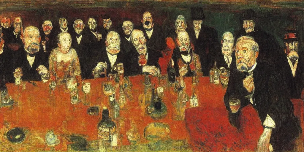 Prompt: the good judges. james ensor. ( 1 8 9 8 ) oil on canvas