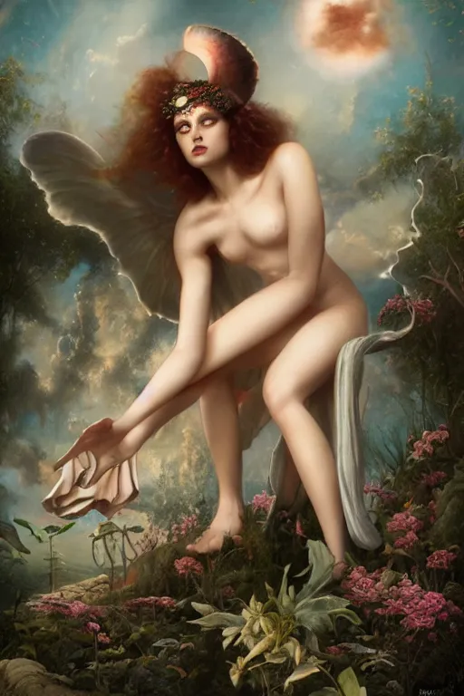 Image similar to the goddess of lost socks, by tom bagshaw peter kemp