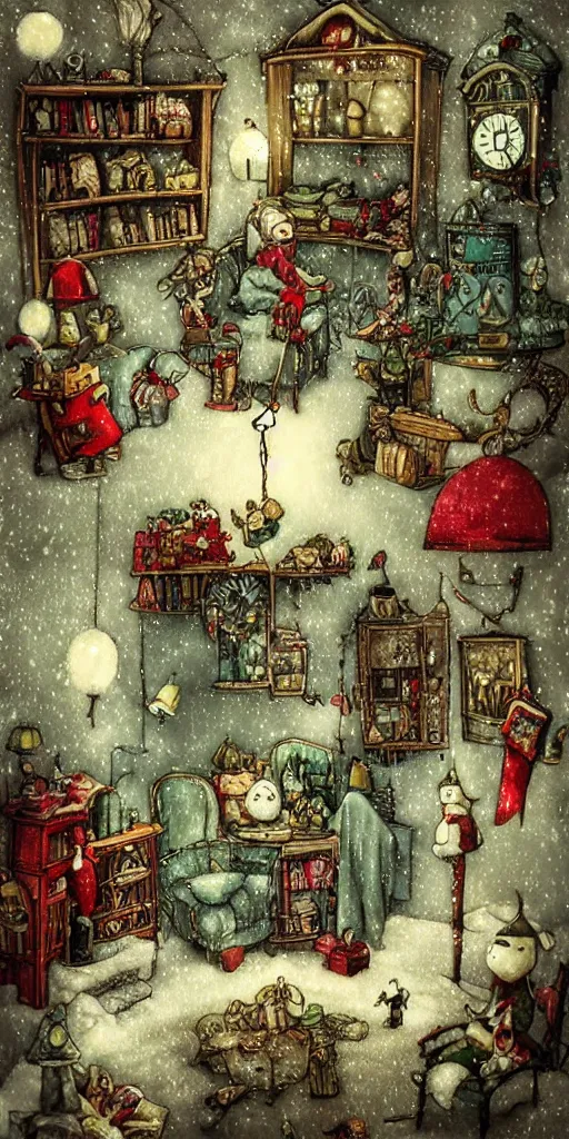 Image similar to an indoor christmas morning scene by alexander jansson
