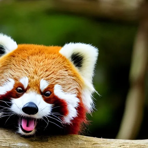 Prompt: cute twitter style fat red panda smiling