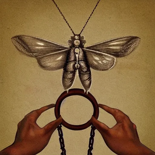 Image similar to god returned with the moth chained to his hand, there's so many things that you'll never understand, digital art