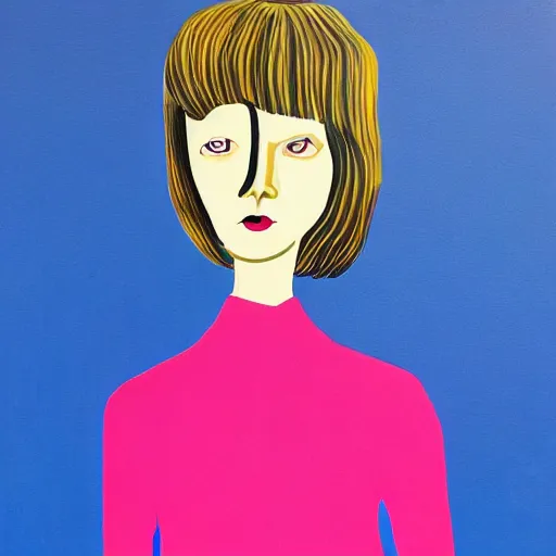 Prompt: painting of cute girl, full stature, in style of patrick caulfield, photorealistic