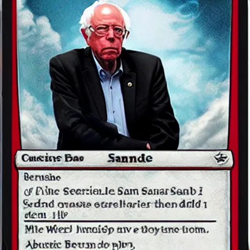 Prompt: bernie sanders on a magic the gathering card