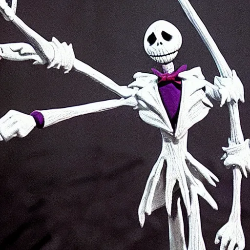 Image similar to jack skeletor in tim burton ’ s nightmare before christmas, stop motion animation