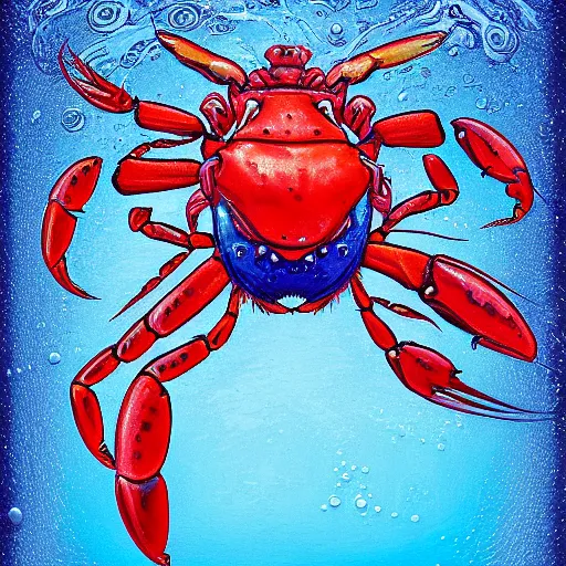 Prompt: portrait of the The jovial Water Crustacean Crab Mage Wearing a blue scuba suit Under the sea Mark Riddick craig j. spearing Alexey Egorov Inio Asano