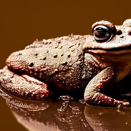 Prompt: toad philosopher in the pose of a thinker, swamp, hyperrealism, symmetric, by Irving Penn, bokeh top cinematic lighting , cinematic mood, very detailed, shot in canon