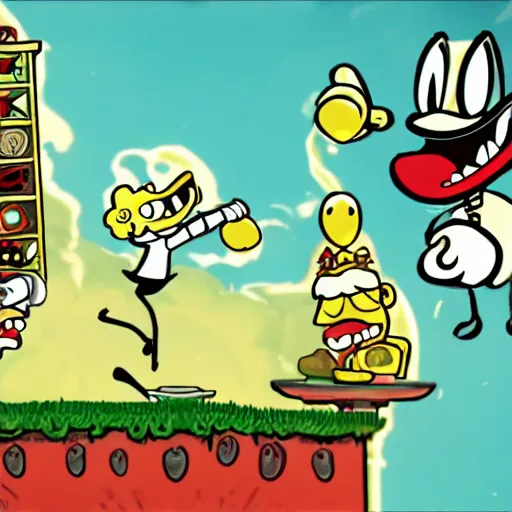 Prompt: a screenshot from cuphead