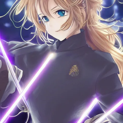 Prompt: Violet Evergarden as a Jedi, trending manga art