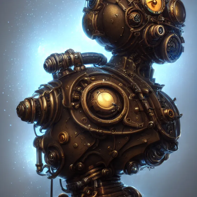 Prompt: steampunk robot blizzard, 3 d model, unreal engine realistic render, 8 k, micro detail, intricate, elegant, highly detailed, centered, digital painting, artstation, smooth, sharp focus, illustration, artgerm, tomasz alen kopera, wlop