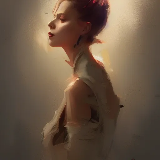 Image similar to a beautiful portrait of a fashion woman by greg rutkowski and bill sienkiewicz trending on artstation