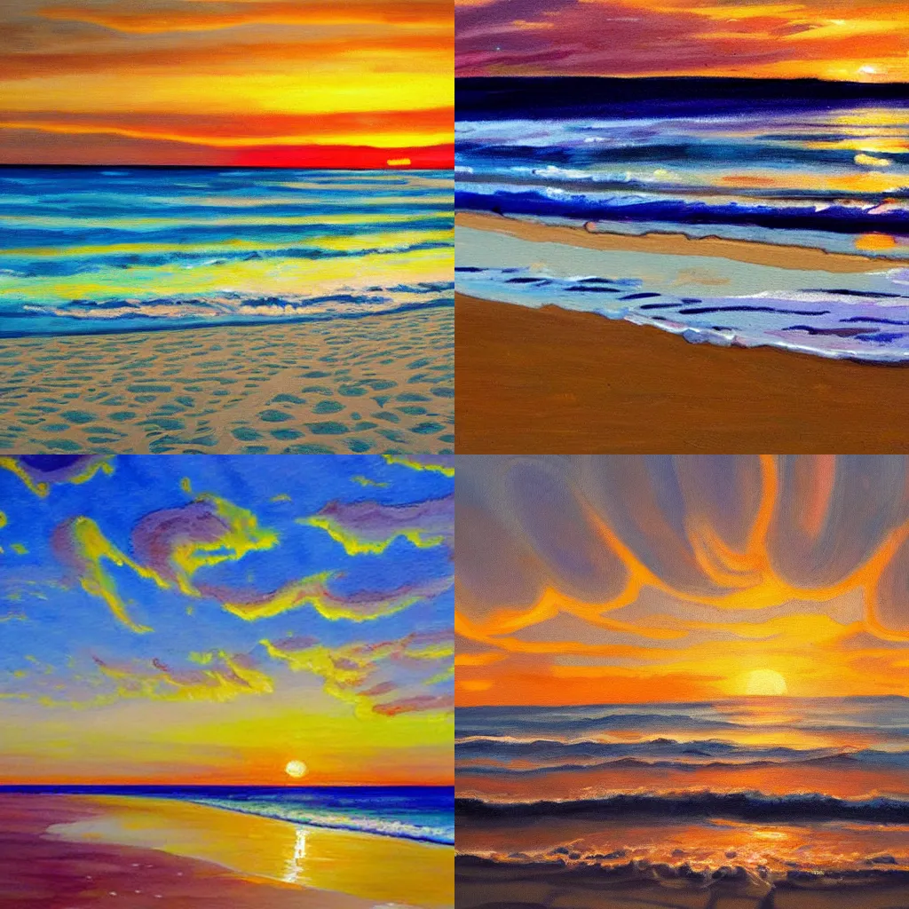 A Painting Of A Sunset In The Beach Detailed Stable Diffusion OpenArt