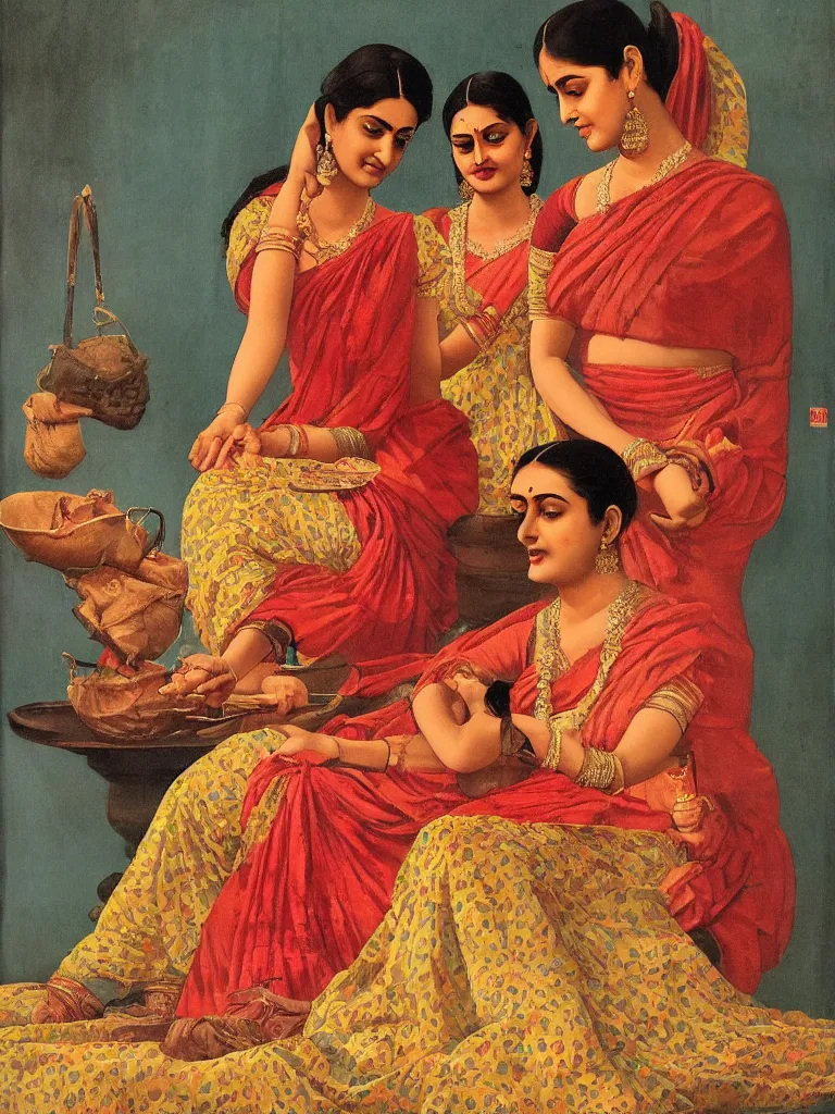 Image similar to painting by raja ravi verma