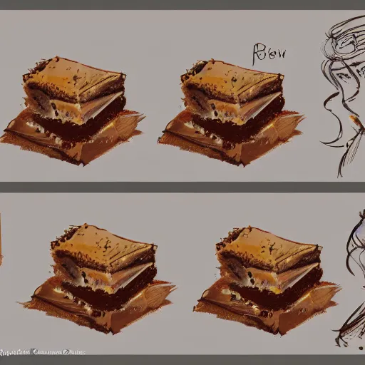 Image similar to highly detailed concept art of a brownie cake