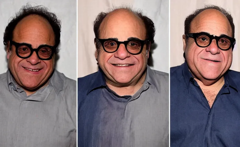 Image similar to before and after photos of danny devito undergoing obamification surgery to look more like obama.