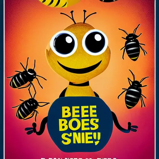 Image similar to movie poster of a bee addict who is addicted to being stung by bees