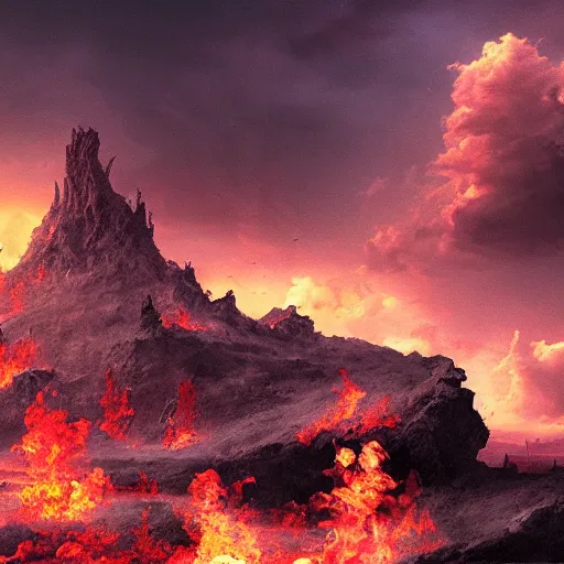 Image similar to hell landscape detailed matte painting