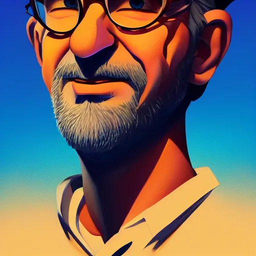 Image similar to face icon stylized minimalist steven spielberg, loftis, cory behance hd by jesper ejsing, by rhads, makoto shinkai and lois van baarle, ilya kuvshinov, rossdraws global illumination