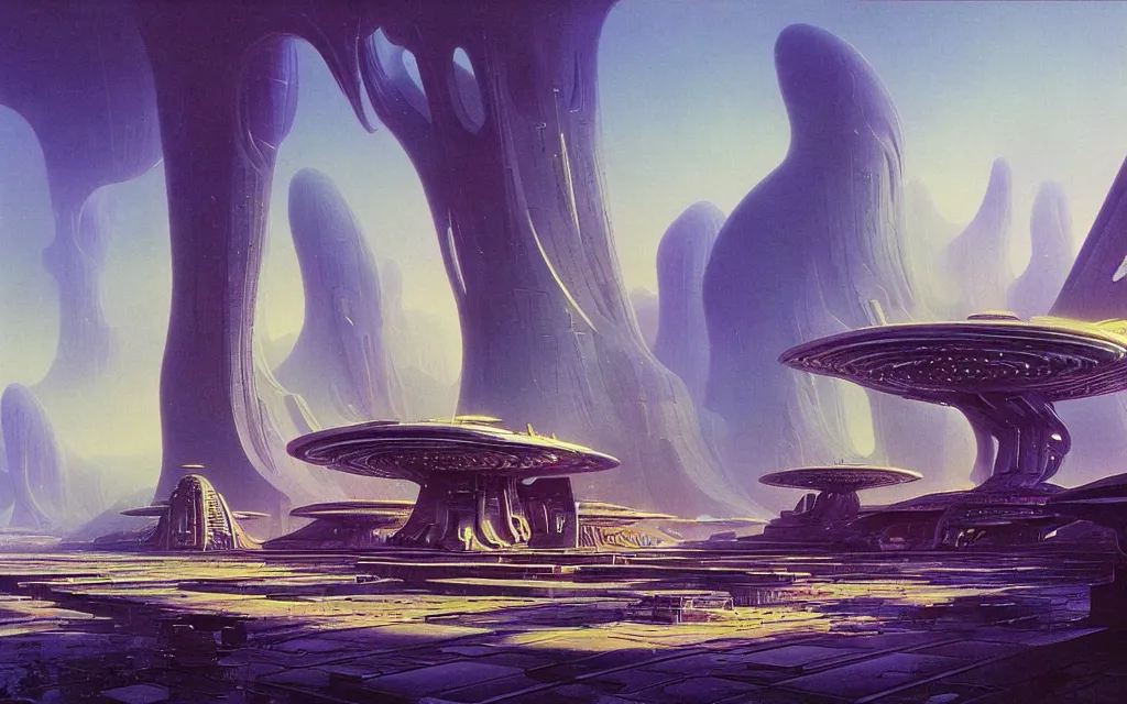 Image similar to a scifi utopian temple, futurist, award winning digital by bruce pennington art