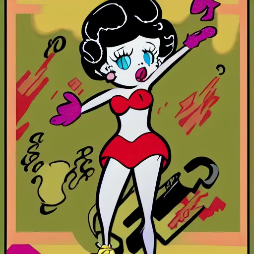 Image similar to Betty Boop in the style of a Raypunk comic book heroine