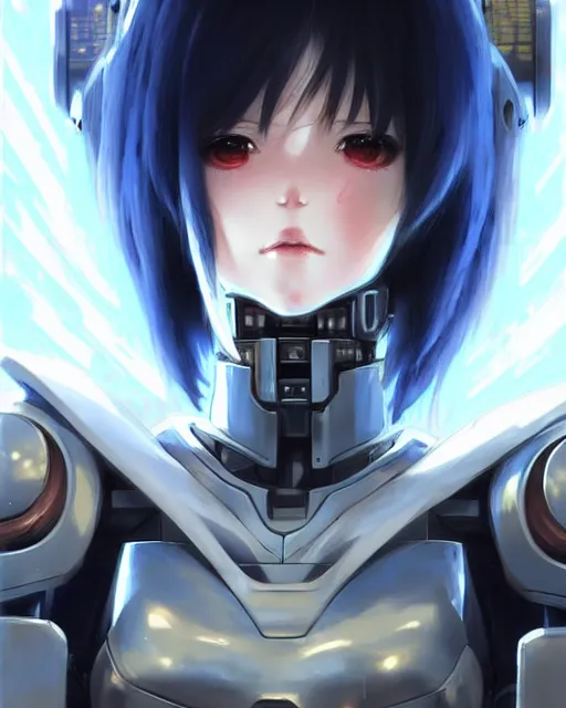 Image similar to portrait Anime Girl in mecha armor in night tokyo Sharp fine face pretty face, realistic shaded Perfect face, fine details. Anime. cyberpunk realistic shaded lighting by katsuhiro otomo ghost-in-the-shell, magali villeneuve, artgerm, rutkowski Jeremy Lipkin and Giuseppe Dangelico Pino and Michael Garmash and Rob Rey