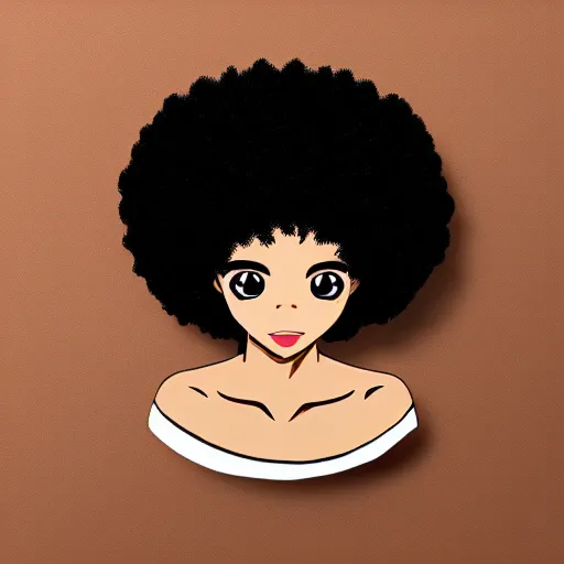 Prompt: a cute 2 d hair barrette character, afro, design, detailed eyes logo