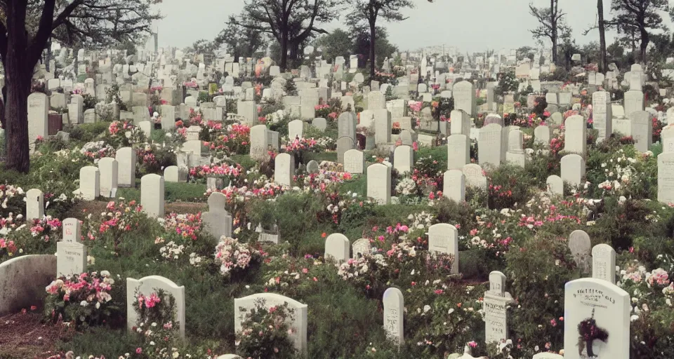 Prompt: wes anderson's cemetery