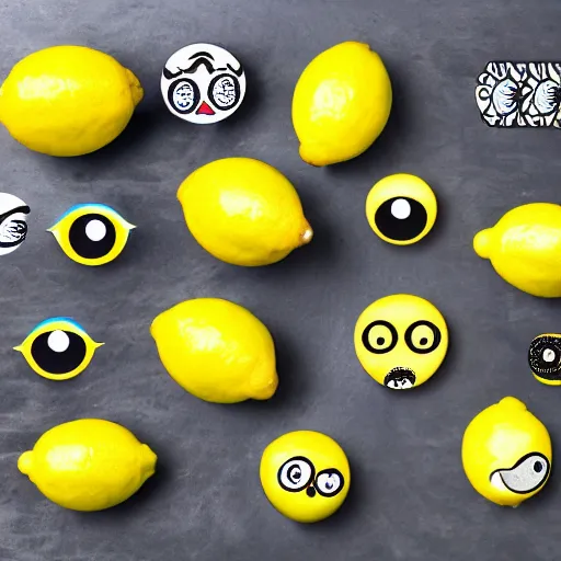 Image similar to lemon with 3rd eye, lemon with 3 eyes, eye in forehead, 3rd eye