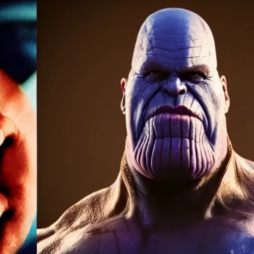 Prompt: Thicc Thanos as The American Psycho