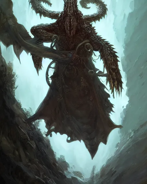 Image similar to Crocodile Shapeshifter Druid Mage, D&D, artstation, fantasy, magic the gathering artwork, cinematic lighting, centered, symmetrical, highly detailed, digital painting, , concept art, smooth, sharp focus, illustration, volumetric lighting, epic Composition, 8k, art by Akihiko Yoshida and Greg Rutkowski and Craig Mullins, oil painting, cgsociety