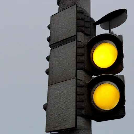 Image similar to a close up of a traffic light on a gray background, a computer rendering by senior environment artist, featured on polycount, cubo - futurism, 8 k 3 d, hard surface modeling, sketchfab