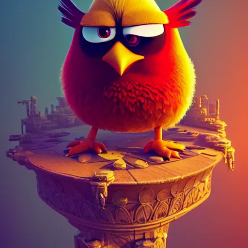 Prompt: an angry bird:: by beeple and James Gilleard and Justin Gerard :: ornate, dynamic, particulate, intricate, elegant, highly detailed, centered, artstation, smooth, sharp focus, octane render, 3d