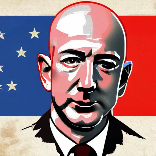 Prompt: jeff bezos, communist propaganda poster style, digital art, 8K HD