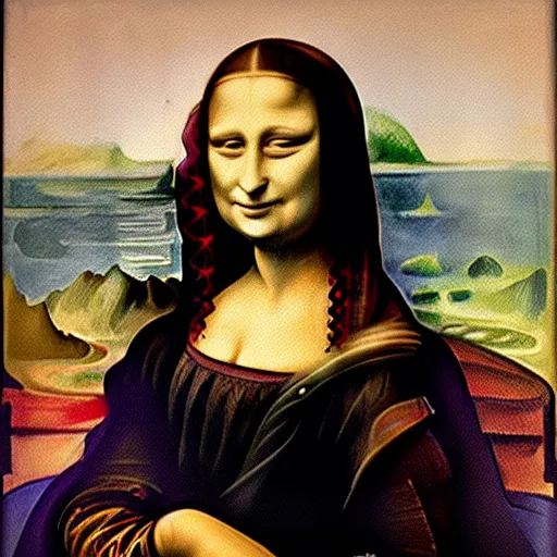 Prompt: mona lisa painted by edvard munch