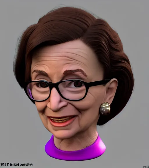 Prompt: Fanart 3D model of Ruth Bader Ginsberg, trending on artstation, cycles render, character bust, For Hire 3D artist, Pixar and Industrial