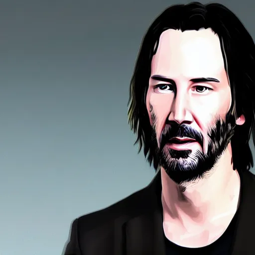 Prompt: a detailed portrait of keanu reeves art illustration, incredibly highly detailed and realistic, 8 k, sharp focus