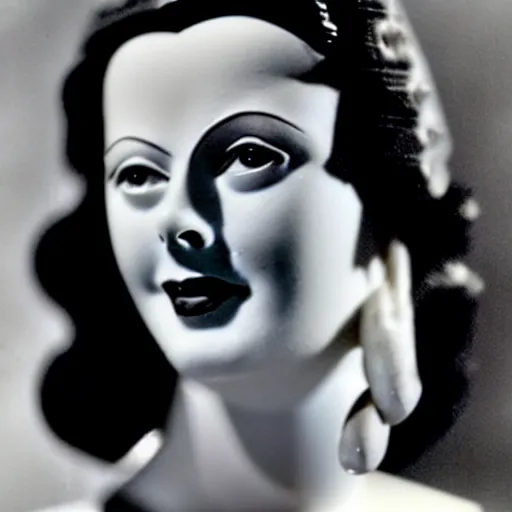 Image similar to antique sculpture of hedy lamarr, she is smiling