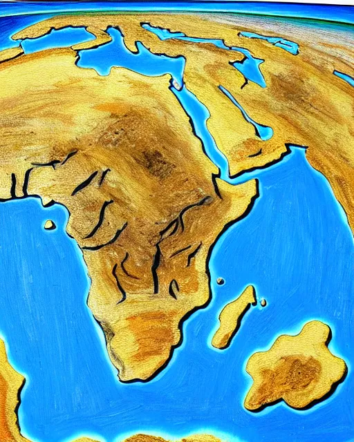 Prompt: a extremely ultra highly detailed majestic hi - res beautiful immaculate award winning painting stunning masterpiece of the ultra highly detailed continent of africa, zoom out, 8 k, high textures, ultra hyper sharp, insanely detailed and intricate, super detailed, 8 k hdr ultra high quality
