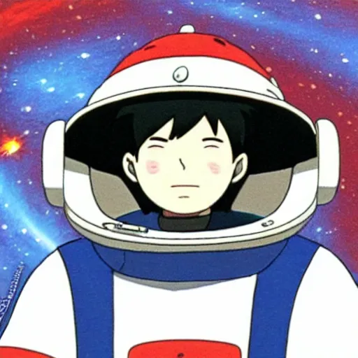 Image similar to Spirited away, guy with dark blonde hair and blue eyes in space, profile picture