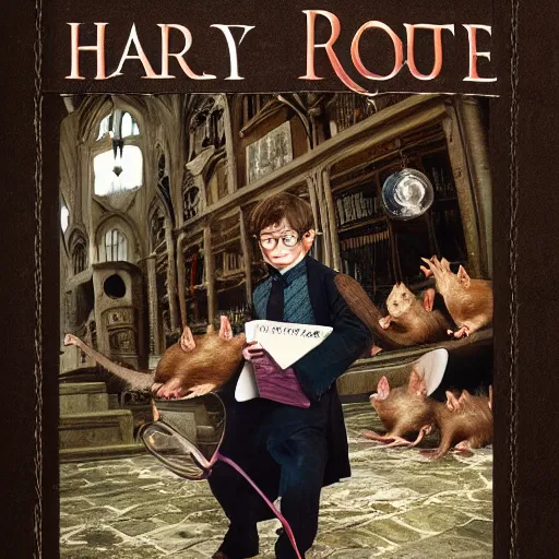 Image similar to rat as harry potter book cover photography masterpiece