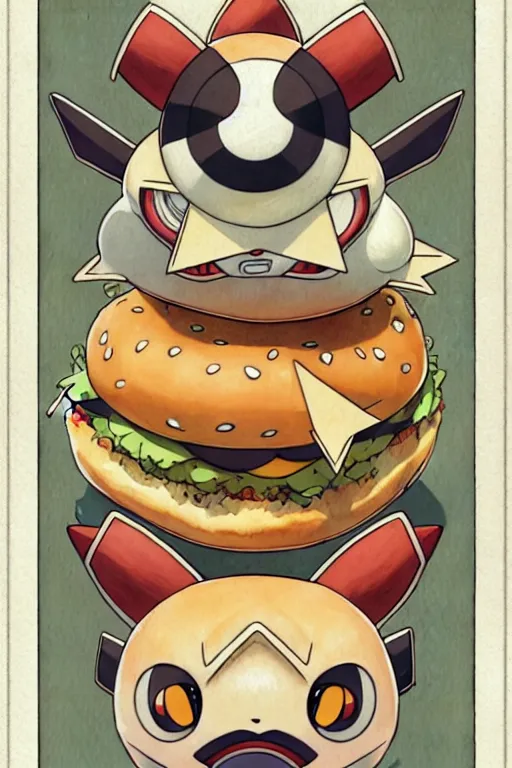 Image similar to design, symmetry, fastfood pokemon, borders, lines, decorations, muted colors, by jean - baptiste monge