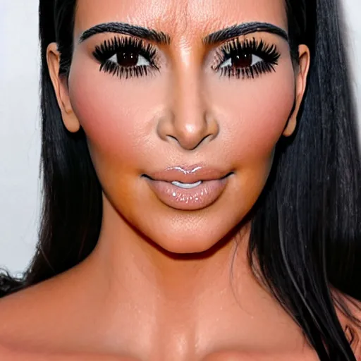 Image similar to kim kardashian as a tear - shaped fish with cyborg legs