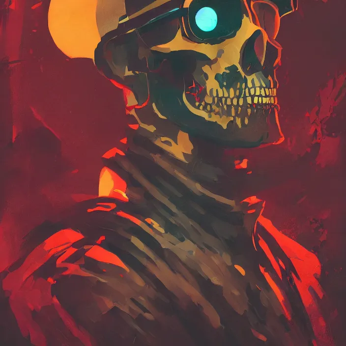 Prompt: a colorful comic noir illustration painting of a cyberpunk skull by sachin teng and sergey kolesov and sam yang. hyper detailed, sharp focus, soft light. octane render. ray tracing. trending on artstation