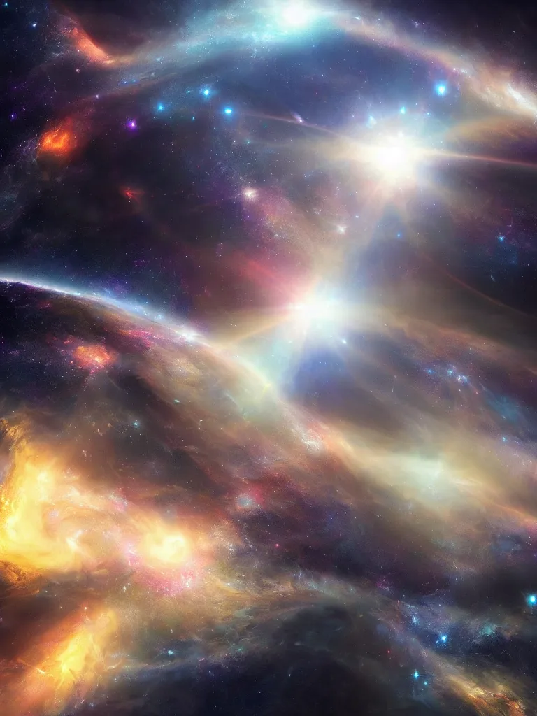 Image similar to celestial epic cinematic fantasy space image of a sparkling ethereal cosmic universe, celestial cosmos, nasa photos, artstation