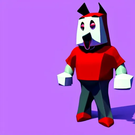 Image similar to poorly rendered low poly 3d model of a popular cartoon character