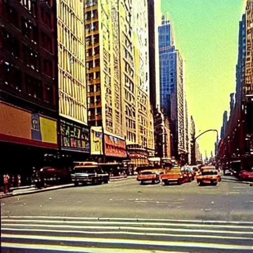 Image similar to Beautiful colored-photo cameraphone 1969 soft Photograph of New York city street