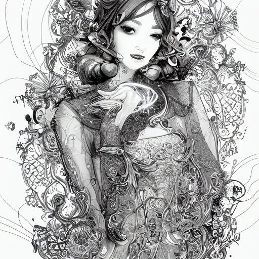 Prompt: the most incredibly beautiful and elegant and cute woman, an ultrafine detailed illustration by james jean, final fantasy, intricate linework, bright colors, behance contest winner, vanitas, angular, altermodern, unreal engine 5 highly rendered, global illumination, radiant light, detailed and intricate environment