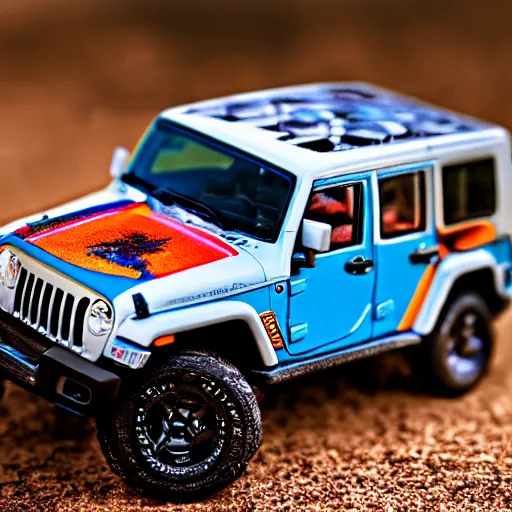 Prompt: micro machines, Jeep Commander, bokeh, macro photography